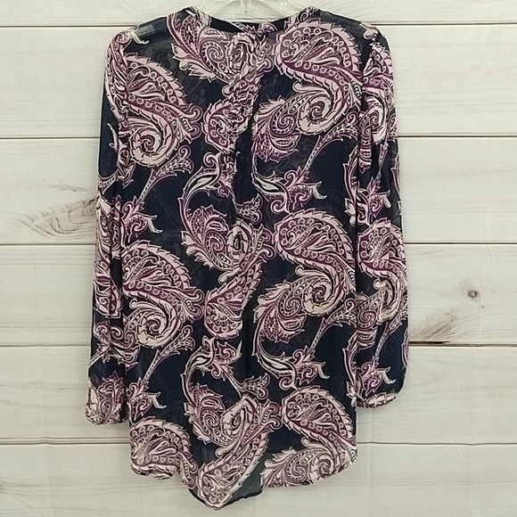 Lucky Brand Sheer Paisley Hi Low Tunic - Picture 6 of 8